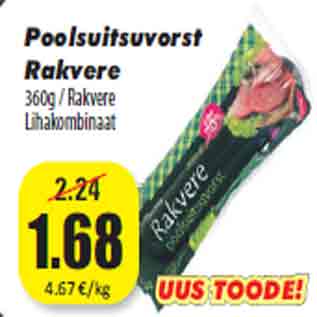 Allahindlus - Poolsuitsuvorst Rakvere 360g / Rakvere Lihakombinaat