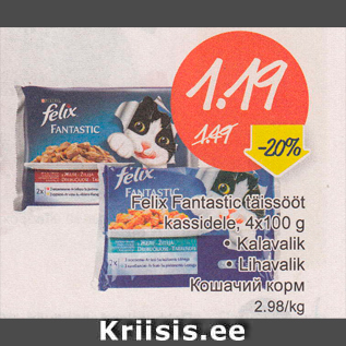 Allahindlus - Felix Fantastic täissööt kassidele