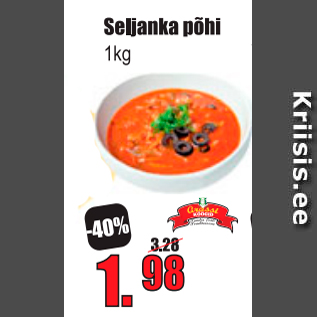 Allahindlus - Seljanka põhi 1 kg