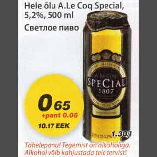 Allahindlus - Hele õlu A.Le Coq Special