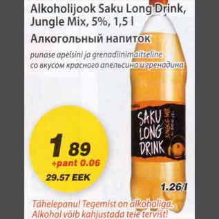 Allahindlus - Alkoholijook Saku Long Drink, Jungle Mix