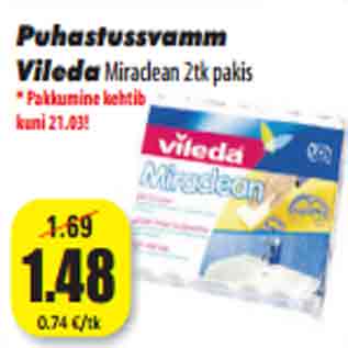 Allahindlus - Puhastussvamm Vileda Miraclean 2tk pakis