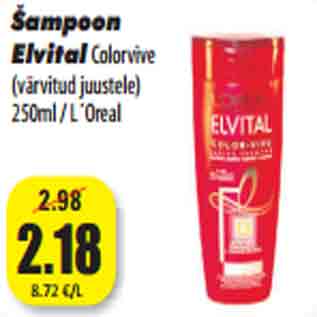 Allahindlus - Šampoon Elvital Color vive (värvitud juustele) 250ml / L´Orea