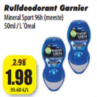 Allahindlus - Rulldeodorant Garnier Mineral Sport 96h (meeste) 50ml / L´Oreal