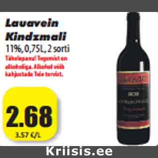 Allahindlus - Lauavein Kindzmali 11%, 0,75L, 2 sorti