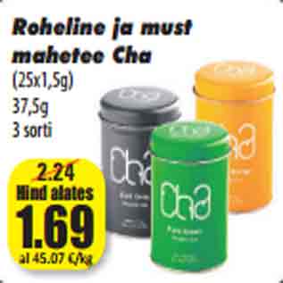 Allahindlus - Roheline ja must mahetee Cha (25x1,5g) 37,5g 3 sorti