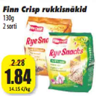 Allahindlus - Finn Crisp rukkisnäkid 130g 2 sort