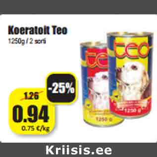 Allahindlus - Koeratoit Teo 1250g / 2 sorti