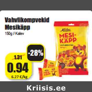 Allahindlus - Vahvlikompvekid Mesikäpp 150g / Kalev