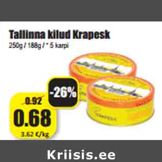 Allahindlus - Tallinna kilud Krapesk 250g / 188g / * 5 karpi