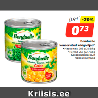 Allahindlus - Bonduelle konservitud köögiviljad*