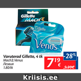 Allahindlus - Varuterad Gillette, 4 tk