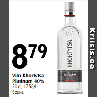 Allahindlus - Viin Khortytsa Platinum 40% 50 cl