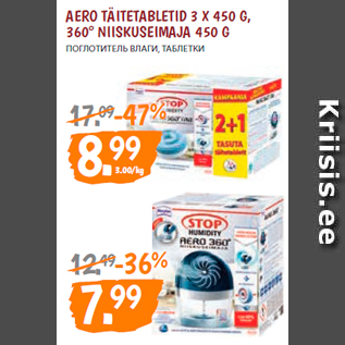 Allahindlus - AERO TÄITETABLETID 3 X 450 G, 360° NIISKUSEIMAJA 450 G