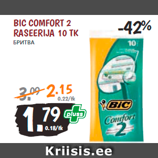 Allahindlus - BIC COMFORT 2 RASEERIJA 10 TK