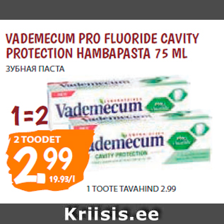 Allahindlus - VADEMECUM PRO FLUORIDE CAVITY PROTECTION HAMBAPASTA 75 ML