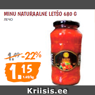 Allahindlus - MINU NATURAALNE LETŠO 680 G