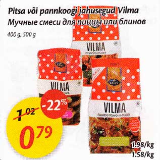 Allahindlus - Pitsa või pannkogi jahusegud Vilma 400g,500g