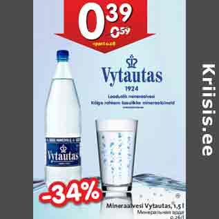 Allahindlus - Mineraalvesi Vytautas, 1,5 l