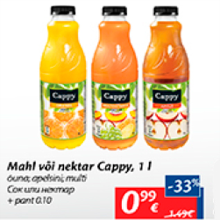 Allahindlus - Mahl või nektar Cappy, 1 l