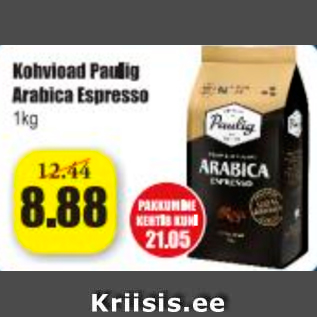 Allahindlus - Kohvioad Paulig Arabica Espresso 1 kg