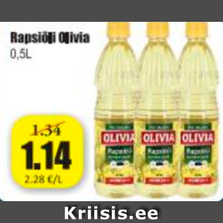 Allahindlus - Rapsiõli Olivia 0,5 L