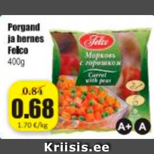 Allahindlus - Porgand ja hernes Felco 400 g