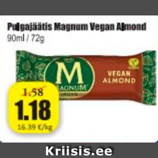 Allahindlus - Pulgajäätis Magnum Vegan Almond