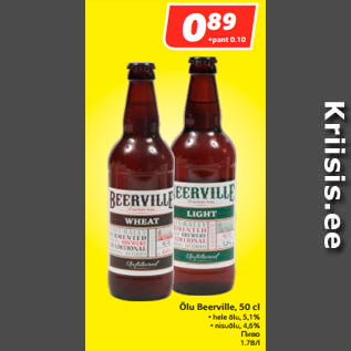 Allahindlus - Õlu Beerville, 50 cl • hele õlu, 5,1% • nisuõlu, 4,6%