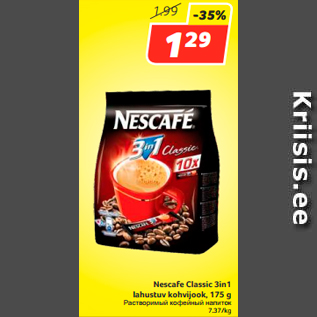 Allahindlus - Nescafe Classic 3in1 lahustuv kohvijook, 175 g