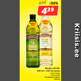 Allahindlus - Borges oliivõli, 500 ml + 250 ml tasuta