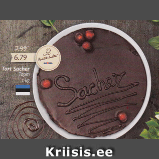 Allahindlus - Tort Sacher 1 kg