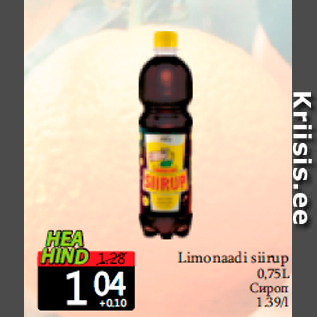 Allahindlus - Limonaadi siirup 0,75L