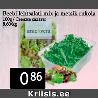 Allahindlus - Beebi lehtsalati mix ja metsik rukola 100g