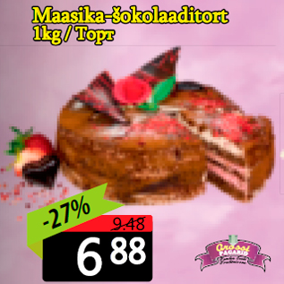 Allahindlus - Maasika-šokolaaditort 1kg