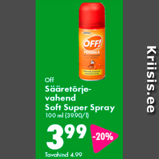 Allahindlus - Off Sääretõrjevahend Soft Super Spray 100 ml