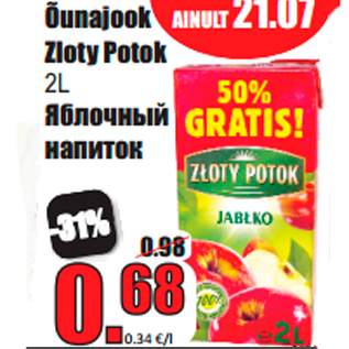 Allahindlus - Õunajook Zloty Potok 2L