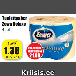 Allahindlus - Tualettpaber Zewa Deluxe 4 rulli