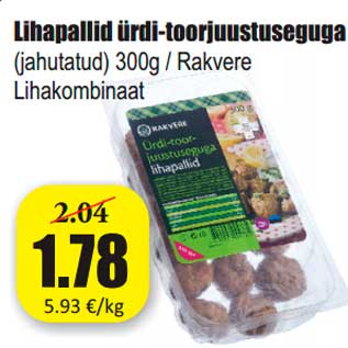 Allahindlus - Lihapallid ürdi-toorjuustuseguga