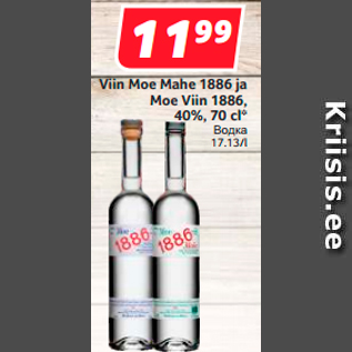 Allahindlus - Viin Moe Mahe 1886 ja Moe Viin 1886, 40%, 70 cl*