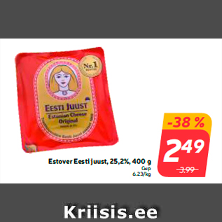 Allahindlus - Estover Eesti juust, 25,2%, 400 g