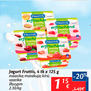 Allahindlus - Jogurt Fruttis, 4 tk x 125 g