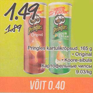 Allahindlus - Pringles kartulikrõpsud, 165 g