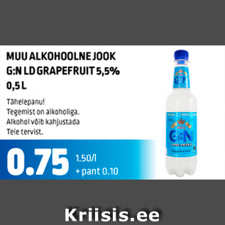 Allahindlus - MUU ALKOHOOLNE JOOK G:N LD GRAPEFRUIT