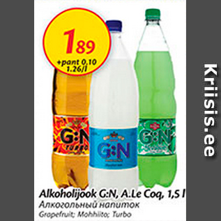 Allahindlus - Alkoholijook G:N, A.Le Coq, 1,5 l