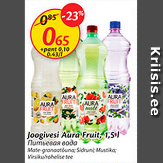 Allahindlus - Joogivesi Aura Fruit, 1,5 l