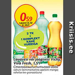 Allahindlus - Lauavesi või joogivesi Vichy, Viva Fresh, 1,5 l