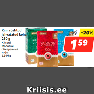 Allahindlus - Rimi röstitud jahvatatud kohv, 250 g