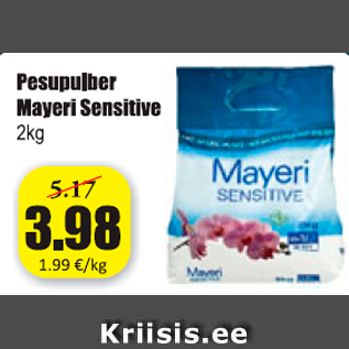 Allahindlus - Pesupulber Mayeri Sensitive 2 kg