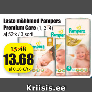 Allahindlus - Laste mähkmed Pampers Premium Care